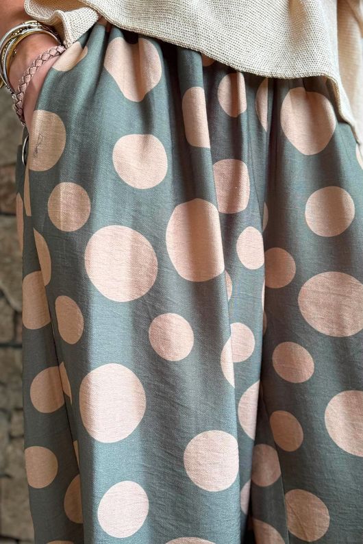 Basso Big Dot Balloon Cuff Pant Khaki & Tan